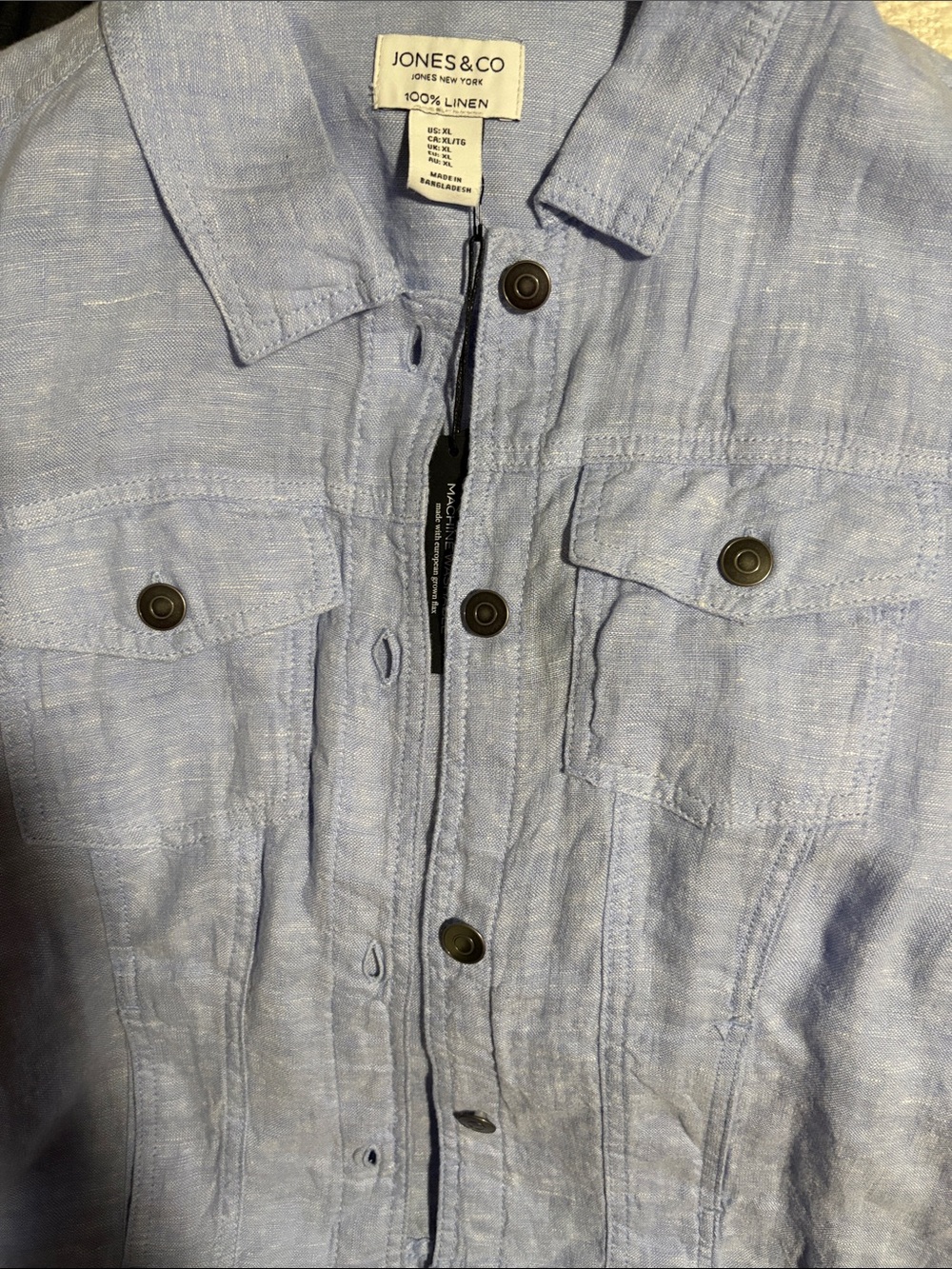 Jones & Co Women’s Light Blue Linen Jacket - Picture 2 of 6